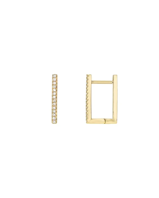 Diamond Rectangle Huggie Earrings