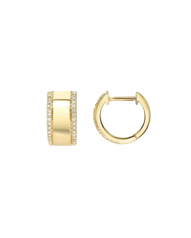 Diamond Thick Huggie Earrings