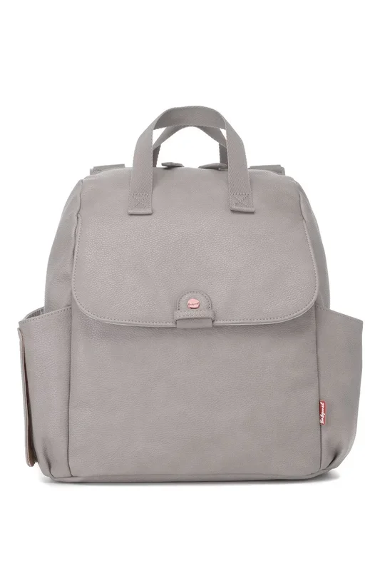 Diaper backpack made of vegan faux leather, grey
