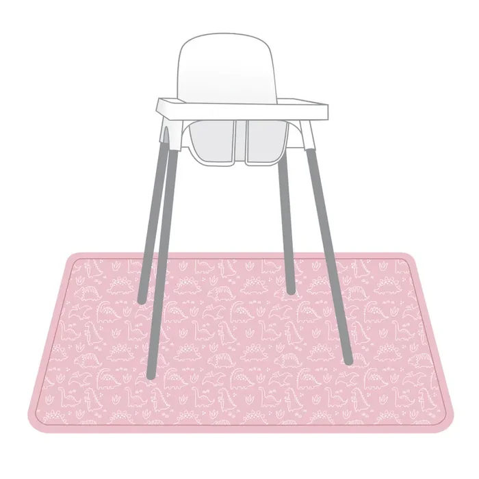 Dino Friends – Blush Splash Mat – A Waterproof Catch-all For Highchair Spills And More!