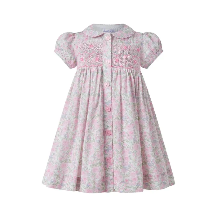 Ditsy Bloom Smocked Button-Front Dress