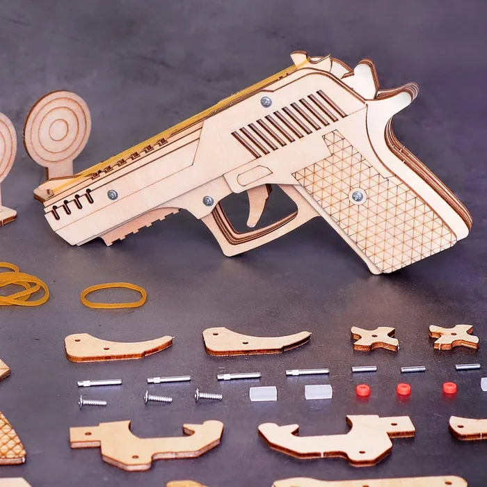 Diy Kit Rubber Band Launcher, Fun Wooden Craft And Stem Toy