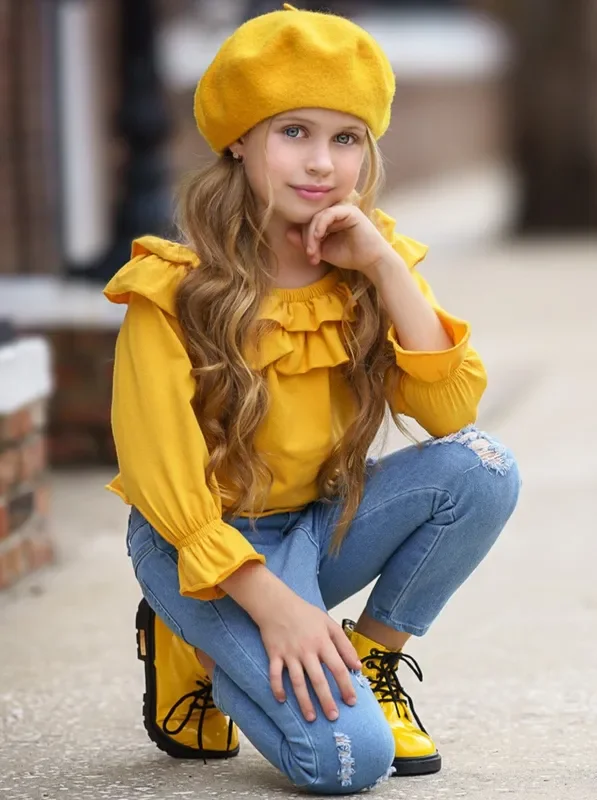 Don’t Ruffle My Feathers Patched Jeans Set