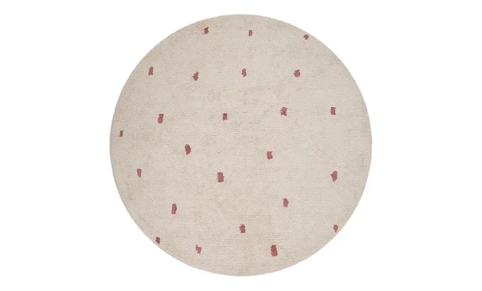 Dotted Washable Organic Cotton Rug In Rust