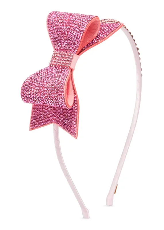 Double Cyrstal Headband Bow | Pink