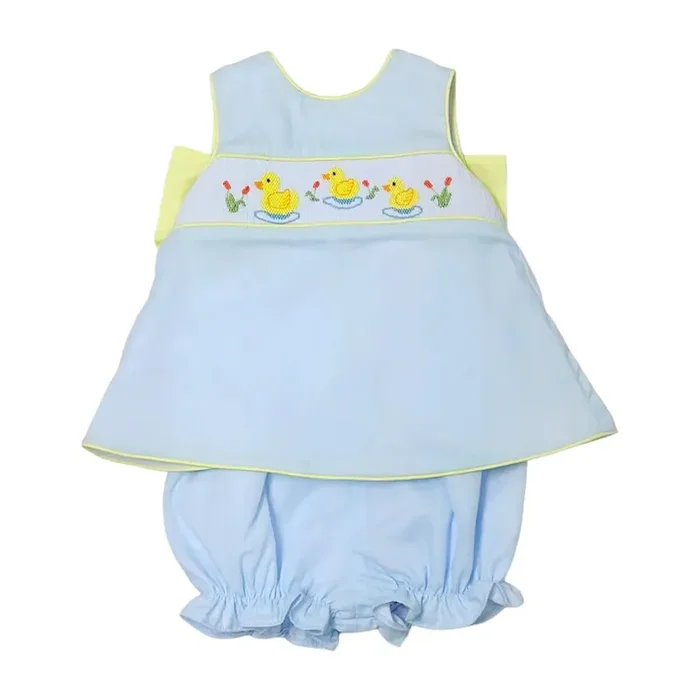 Duckies Lindsay Light Blue Batiste Bloomer Set