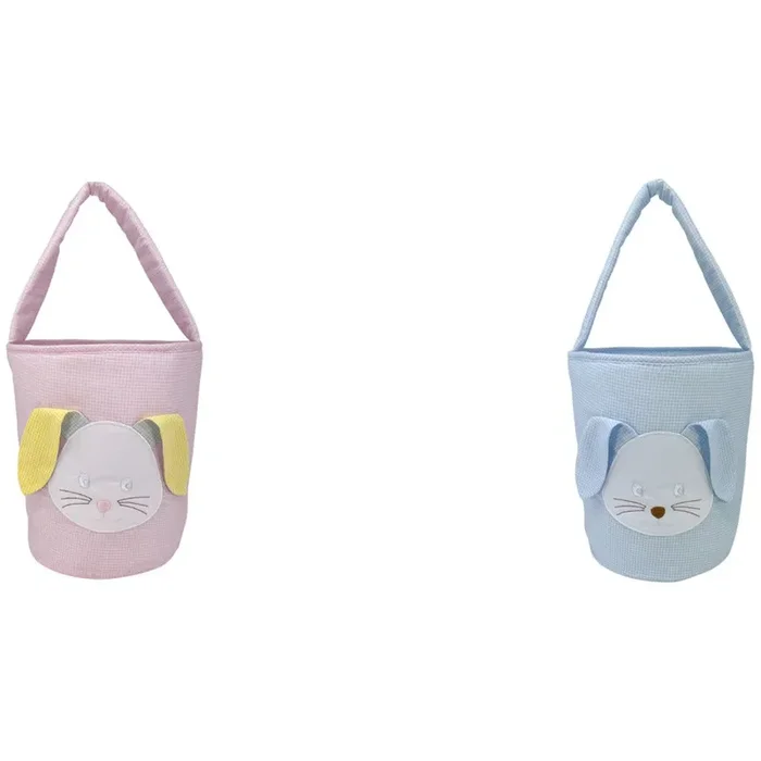 Easter Basket – Blue or Pink Mini Gingham