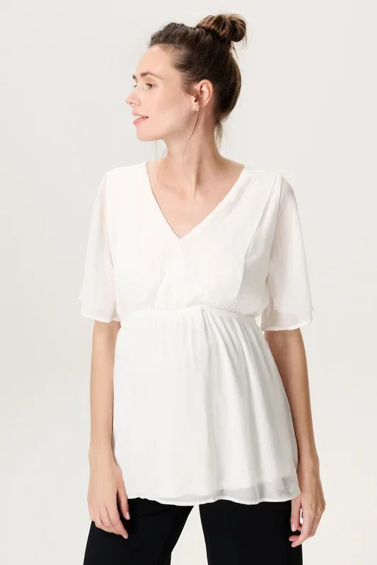 Eco Chiffon Maternity and Nursing Tunic Ivory