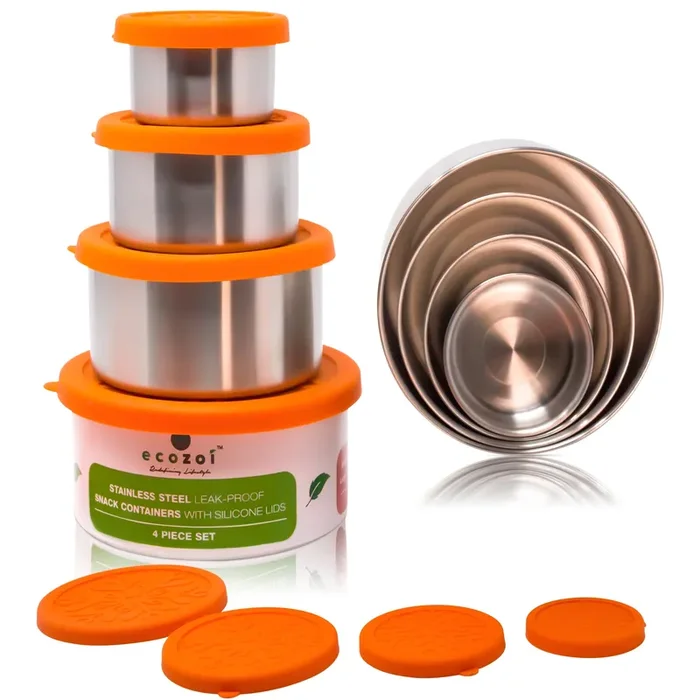 Eco-Friendly 4-Piece Stainless Steel Lunch Box Set – Leak-Proof, BPA-Free, with Cotton Travel Bag, 74 oz