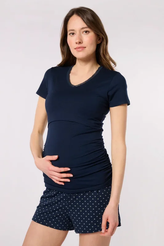 Eco Modal maternity and nursing shirt with lace