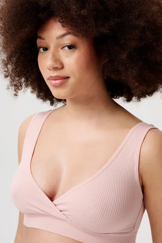 Eco Ribbed Seamless Active Cross-Over Nursing Bustier mauve