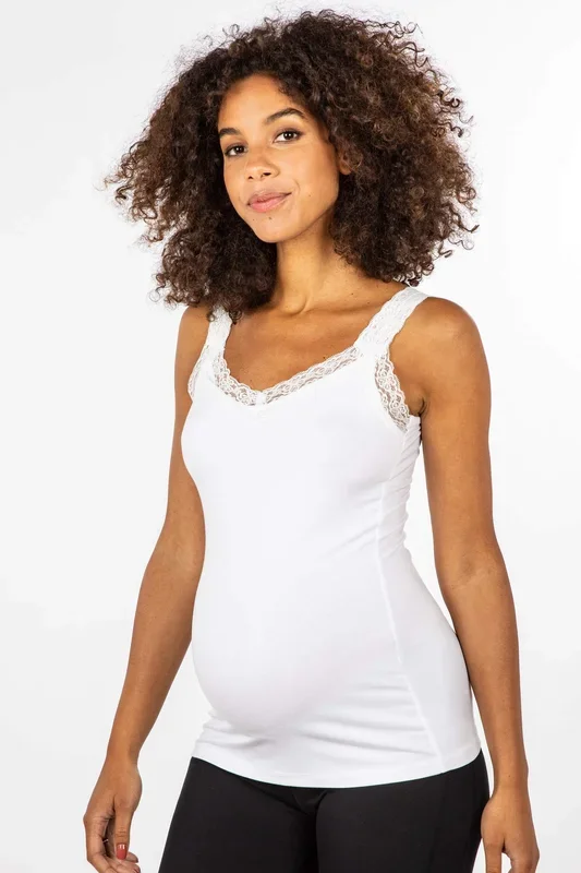 Ecovero maternity undershirt with lace straps, white