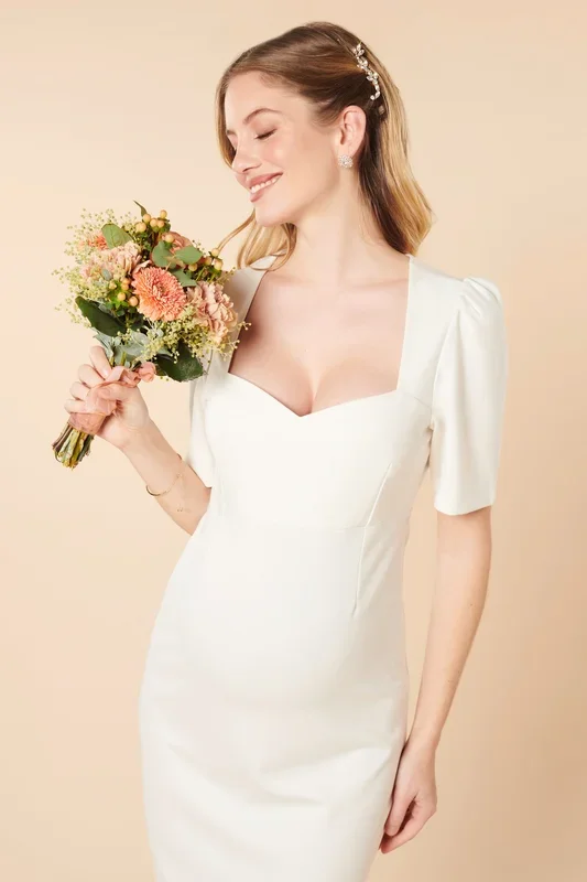 Ecovero sheath maternity wedding dress with sweetheart neckline