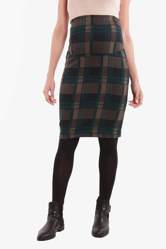 Eda Plaids Maternity Skirt Pencil Navy
