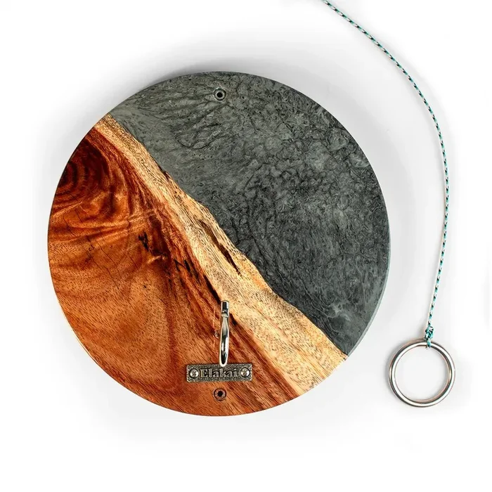 Elakai One of a Kind Gray Stone Epoxy Resin Live-Edge Wood Hook and Ring Toss Game