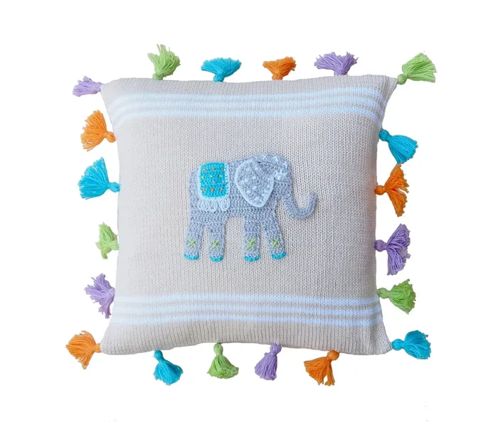 Elephant Tassel 10 ” Pillow