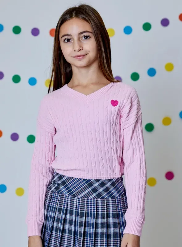 Elizabeth Heart Sweater | Misty Mauve