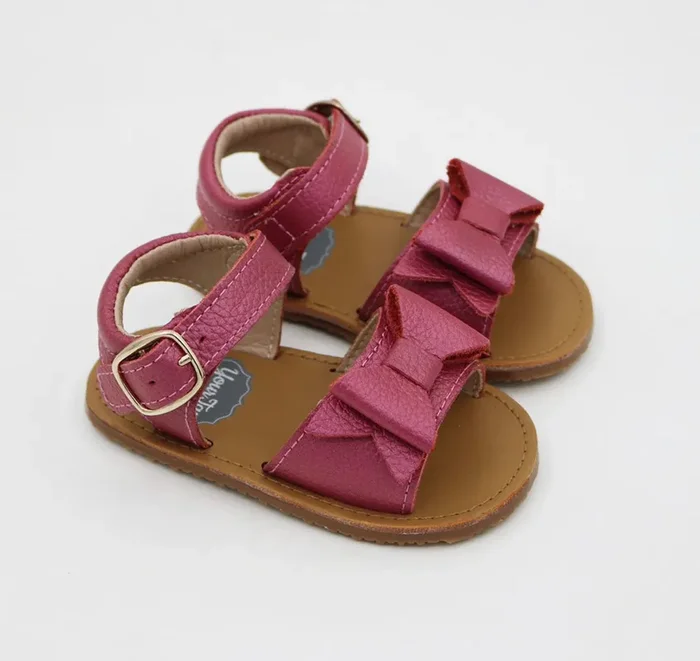 Ellie Bow Sandals – Light Metallic Pink
