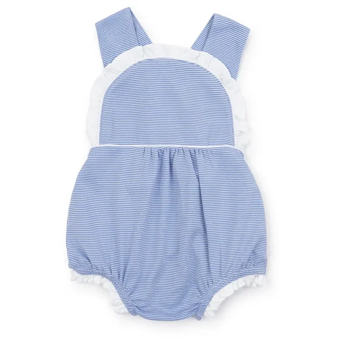 Eloise Girls’ Pima Cotton Bubble – Blue And White Stripes