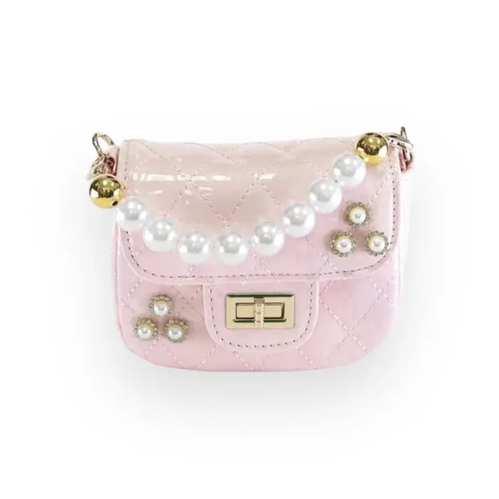 Embellished Patent Quilted Purse – Pink