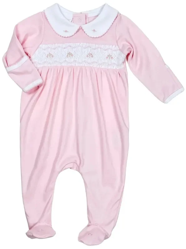 Emily Smocked Collared Footie, pink