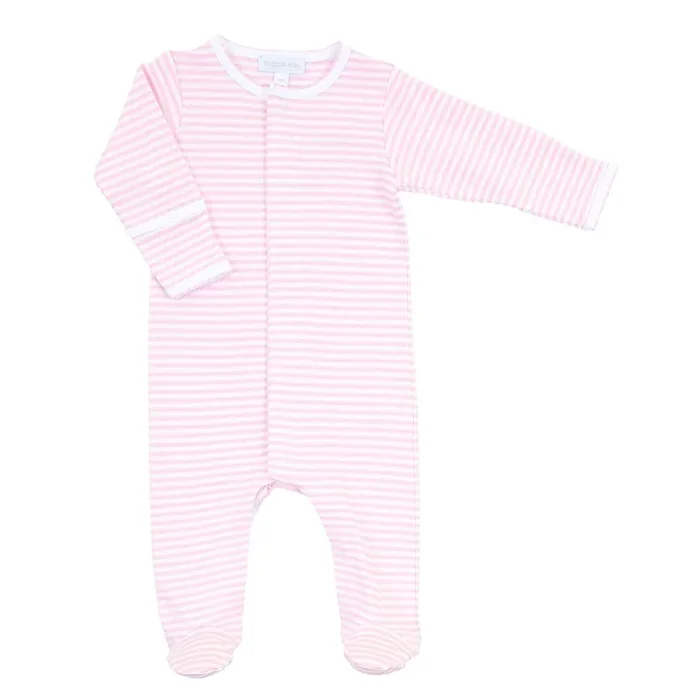 Essential Stripe Snap Footie – Pink