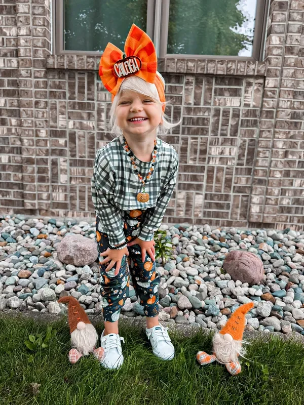 Fall pumpkins honey/ Ollie romper – with snaps