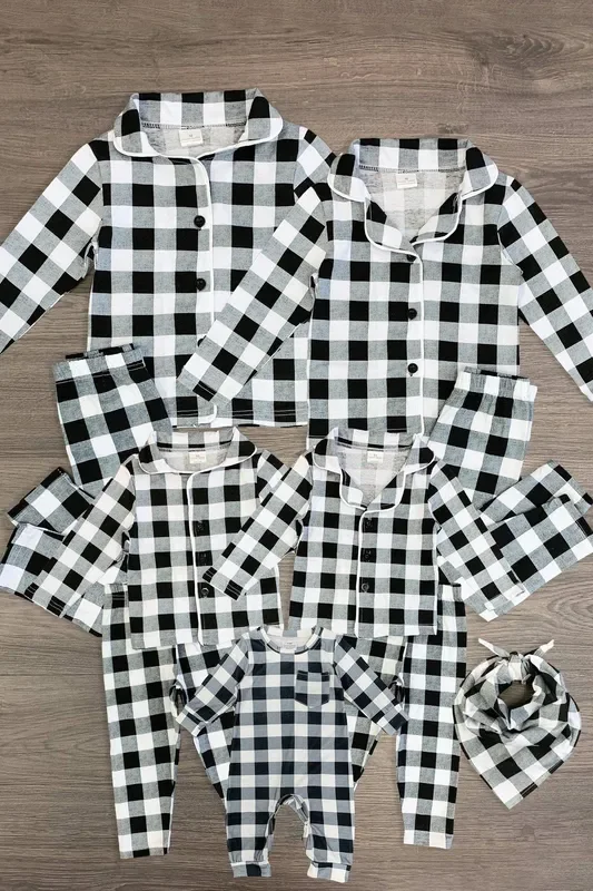 Family & Pet Buffalo Plaid Pajama Set – White