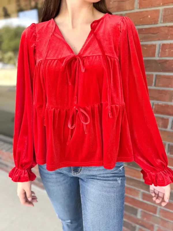 Feeling Festive Red Velvet Top