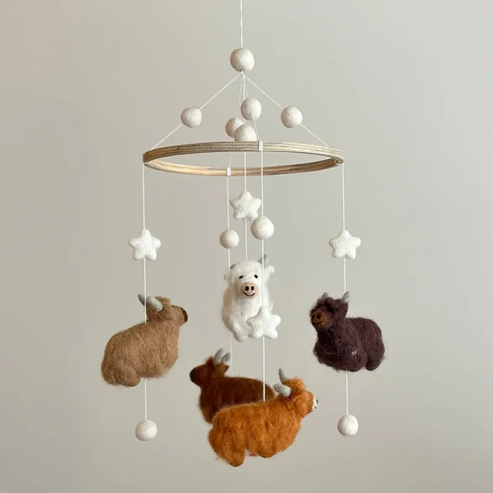 Felt Baby Mobile – Highland Cow