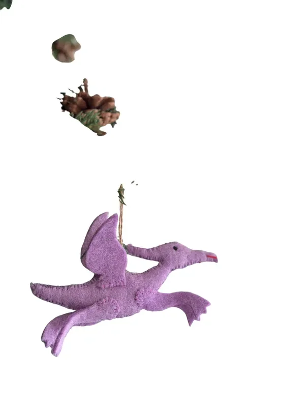 Felt Dinosaur Ornament – Purple Pterosaur