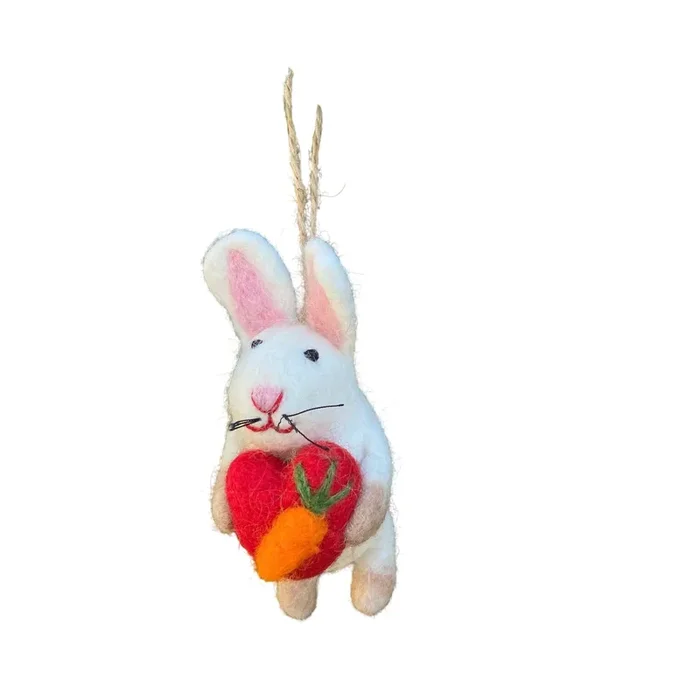 Felt Ornament – Bunny Holding A Heart
