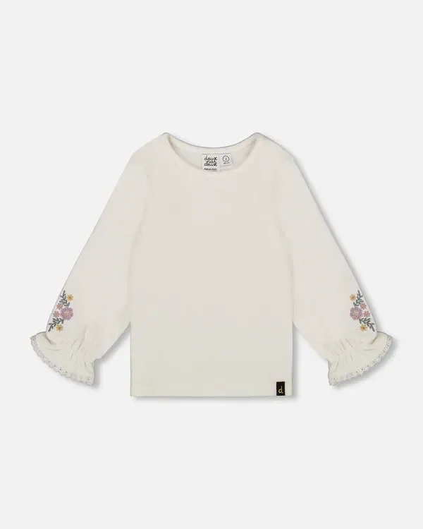 Floral Embroidered Jersey Top