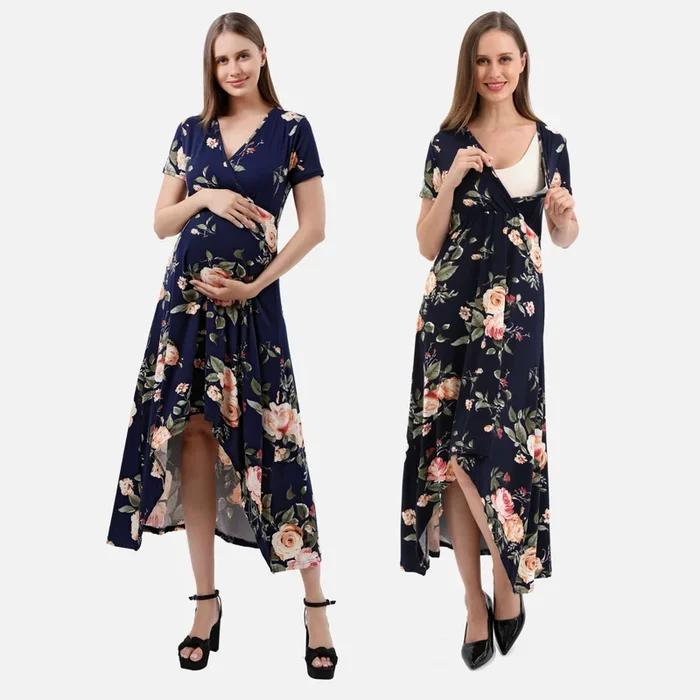 Floral Hi-Low Maternity Maxi Dress