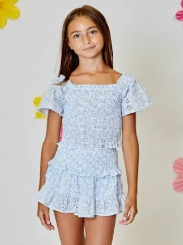 Floral Skort Set | Light Blue