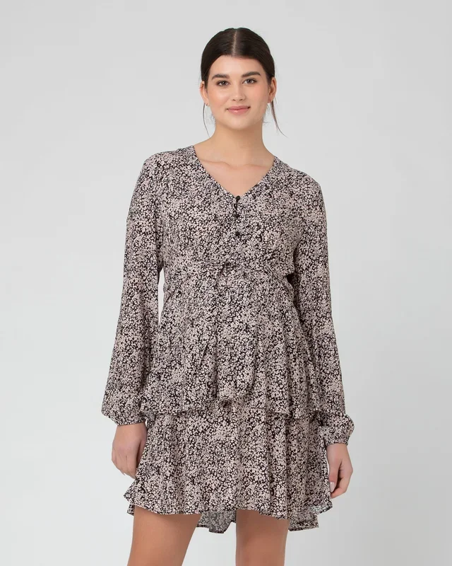 Florence Layered Dress Black / Dusty Pink