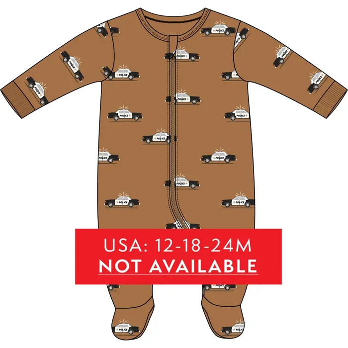 FOOTED SLEEPER KNIT-GOLD POLICE CARS