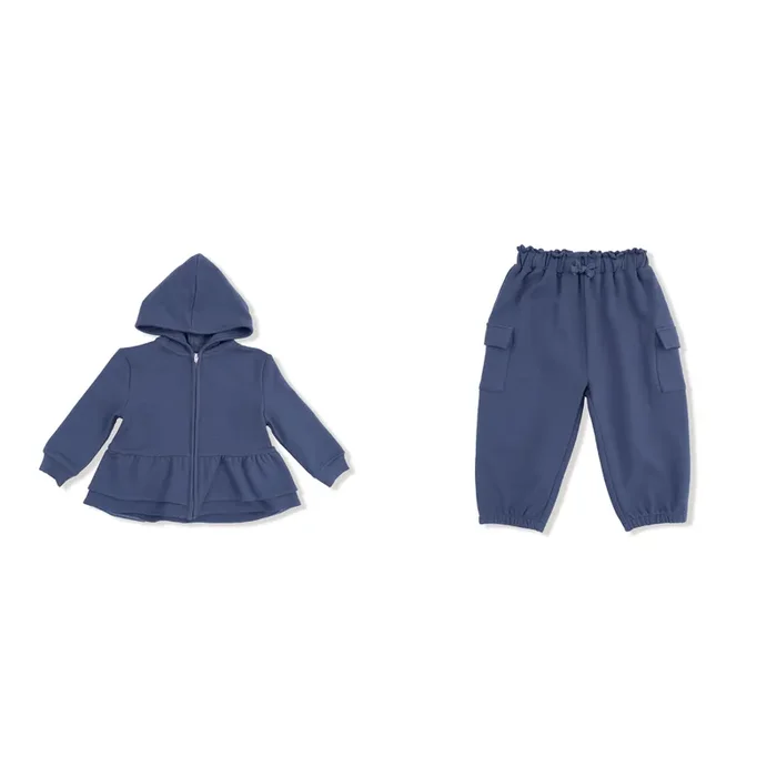 French Terry Sport Vintage Indigo – Fashion Cargo Pants and Hooded Zip