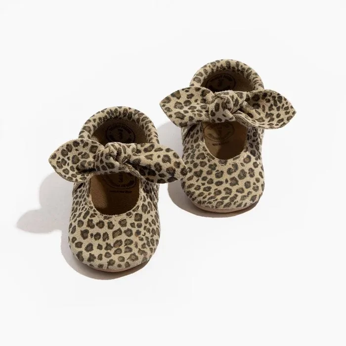Freshly Picked Micro Leopard Knotted Bow Baby Shoe