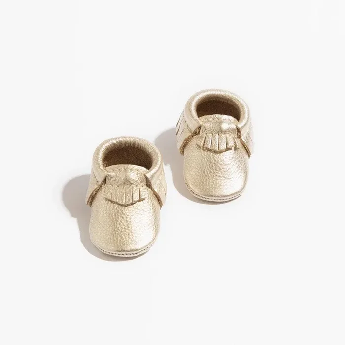 Freshly Picked Platinum Newborn Moccasin Baby Shoe