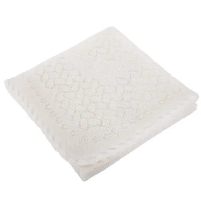 G.H. Hurt & Son Leaves And Flowers Baby Blanket – Ivory White
