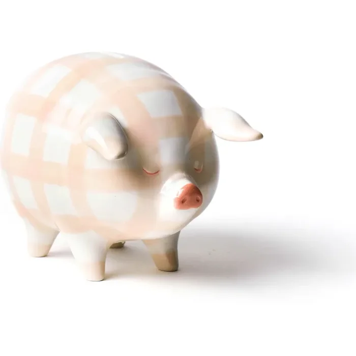 Gingham Piggy Bank – Pink