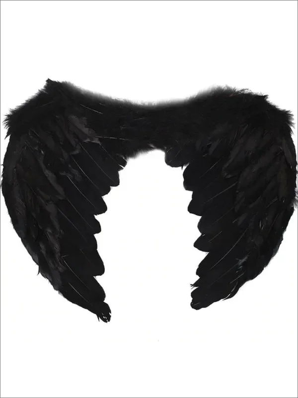 Girls Black Feather Costume Wings