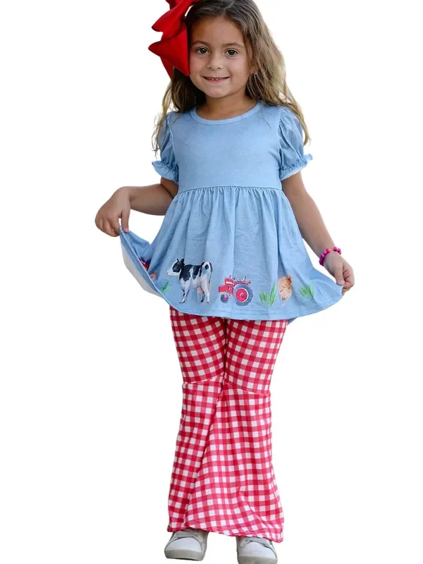 Girls Farm Animals Bell Bottoms Outfit