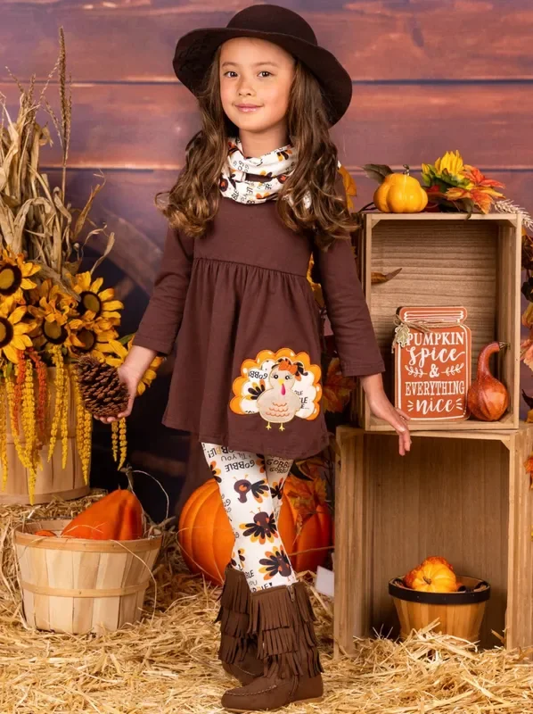 Gobble ‘Til You Wobble Tunic, Legging And Scarf Set