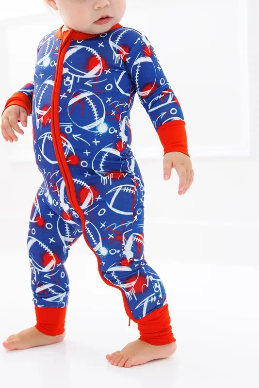 Graffiti Football Convertible Romper : Blue And Red