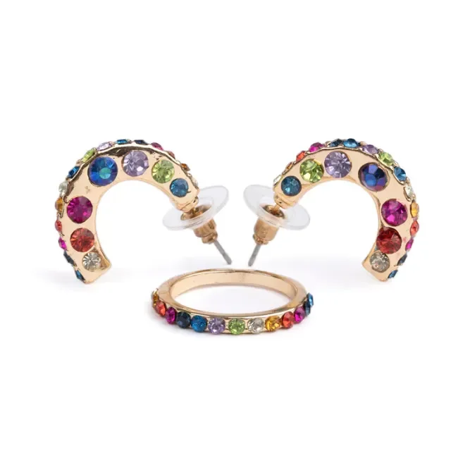 Great Pretenders Boutique Chic Rockin’ Rhinestone Earrings & Ring Set