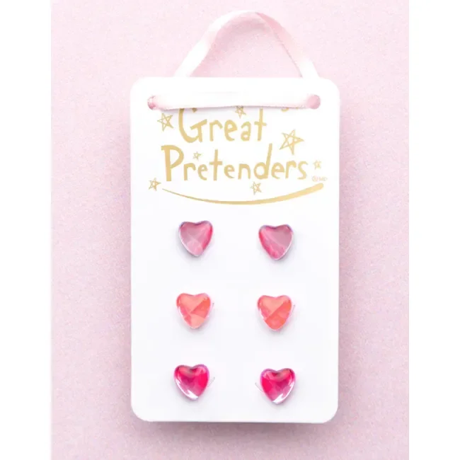 Great Pretenders Boutique Holo Heart Studded Earrings