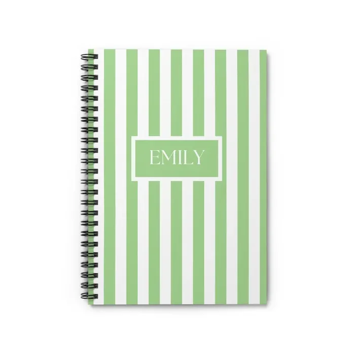 Green Striped Personalized Notebook