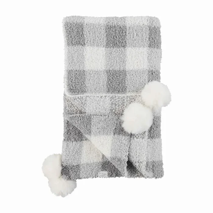Grey Chenille Gingham Blanket